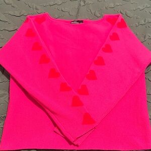 Bright Pink Sweater with Heart Details